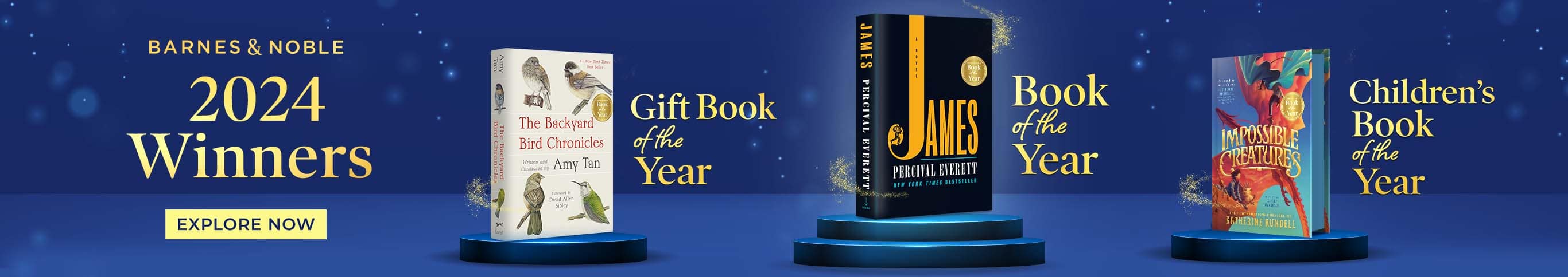 2024 Winners: Gift Book of the Year - The Backyard Bird Chronicles, Book of the Year - James Percival Everett, Children's Book of the Year - Impossible Creatures